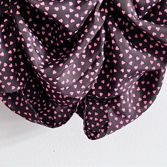 ZARA Ruched Pink Hearts All Over Print Long Sleeve Mini Dress - Picture 10 of 15